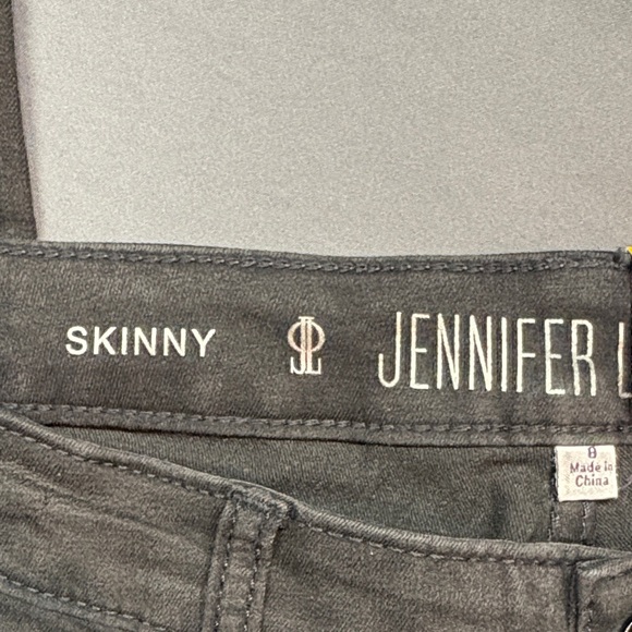 Jennifer Lopez Charcoal/Black Mid-Rise Skinny Jeans Rhinestone Side Stripes NWT - Picture 2 of 12